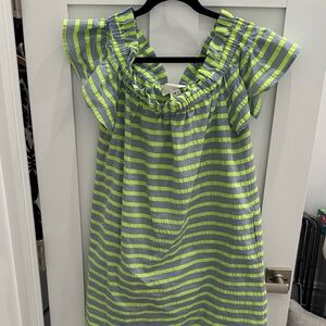 Corey Lynn Calter Lime and Gray Striped Mini Dress